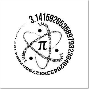 Pi Day 2024-Unique Atom Science Math White Posters and Art